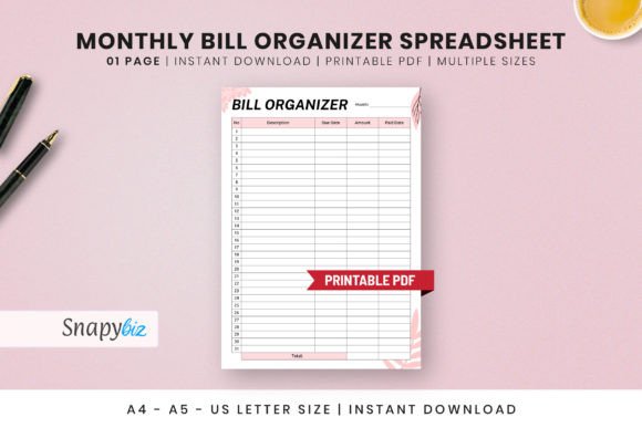 Download Free Monthly Bill Organizer Spreadsheet - Month Collection