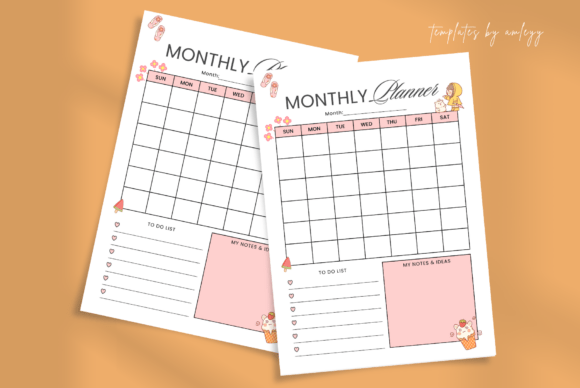 Download Cute Monthly Planner Template Canva - Month Collection