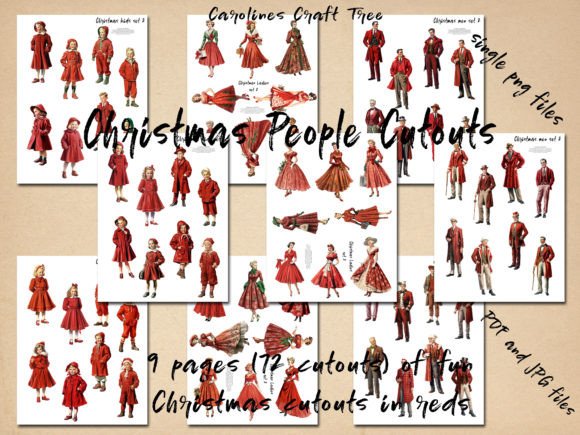 Download Chistmas People Cutouts in Reds - Premium Resources