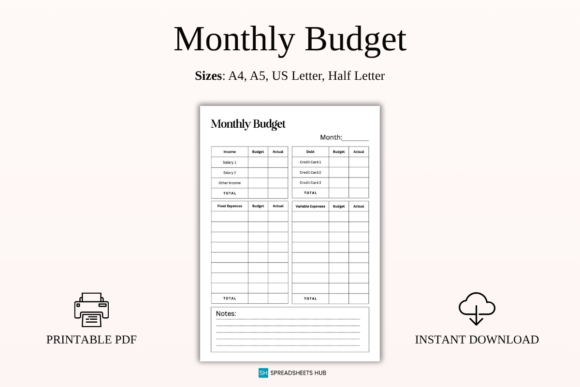 Download Fixed &amp; Variable Monthly Budget PDF - Budget pdf Collection