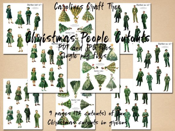Download Christmas People Cutouts in Green - Premium Resources