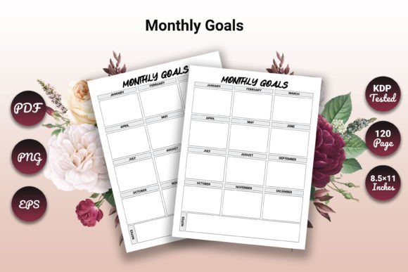 Download Monthly Goals KDP Interior Log Book - Month Collection
