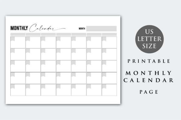 Download Printable Letter Size Monthly Calendar - Month Collection