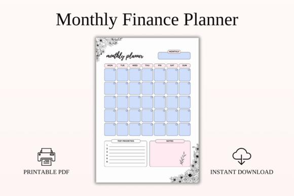 Download Monthly Finance Planner Printable PDF - Month Collection