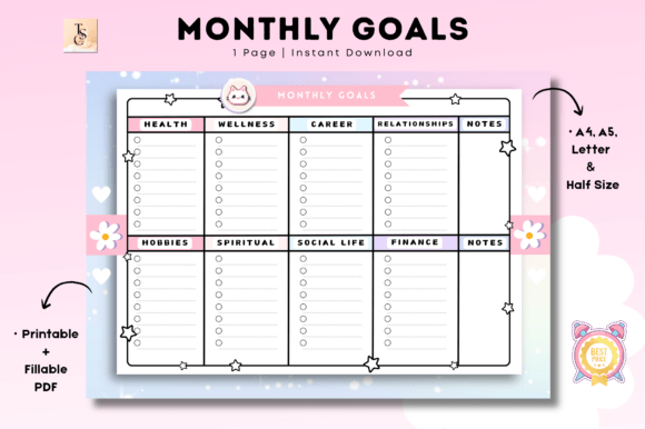 Download Monthly Goals Printable - Month Collection