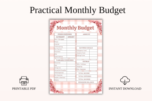 Download Practical Monthly Budget PDF Printable - Budget pdf Collection