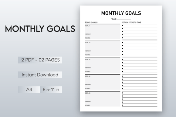 Download Monthly Goals Planner Printable - Month Collection