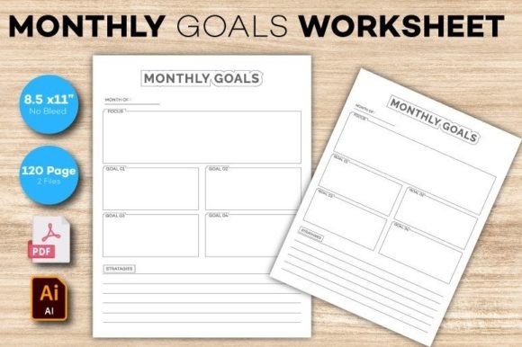 Download Monthly Goals Worksheet Planner - Month Collection