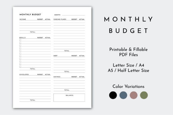 Download Minimalist Monthly Budget Planner Page - Month Collection