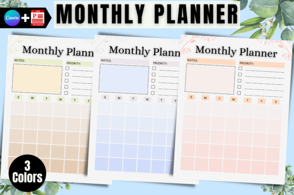 Download Monthly Planner Printable Canva Template - Month Collection